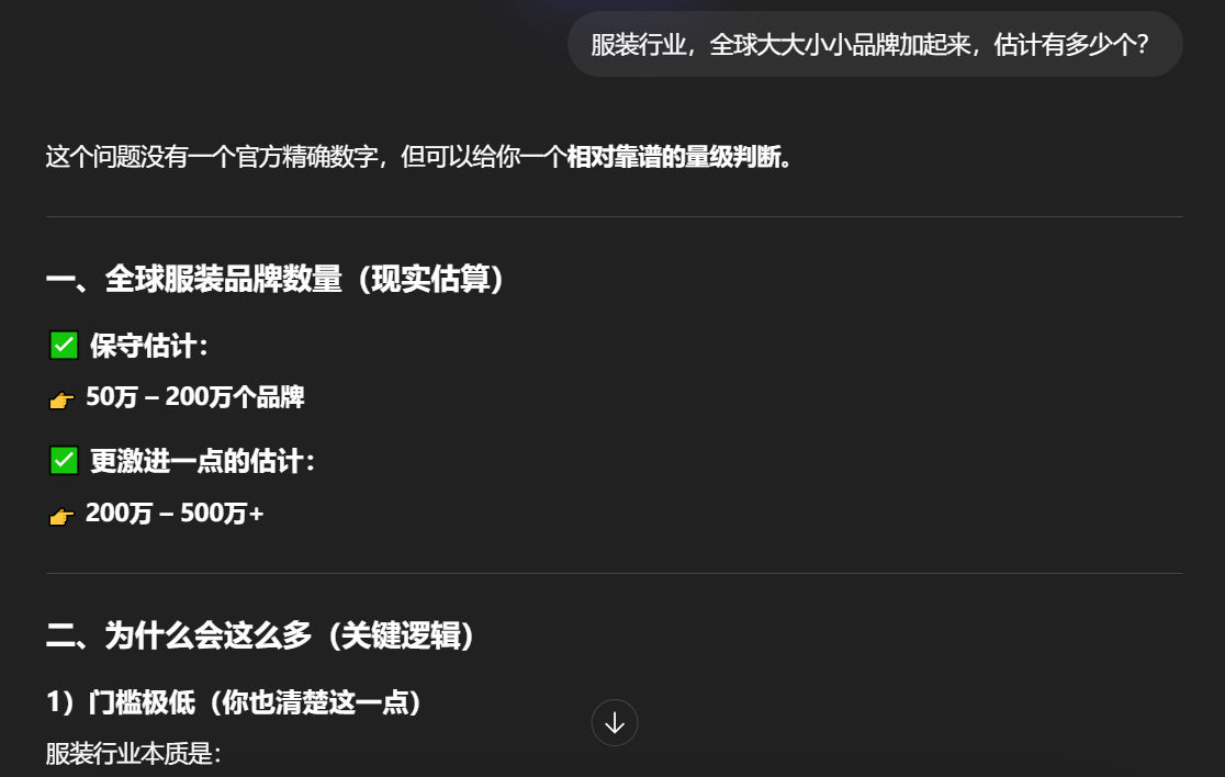 服装行业品牌数量